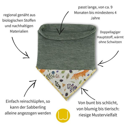 veganer Loop Schlupfsabberling beige Ajour-mein bunter Regenbogenling [Ajour]