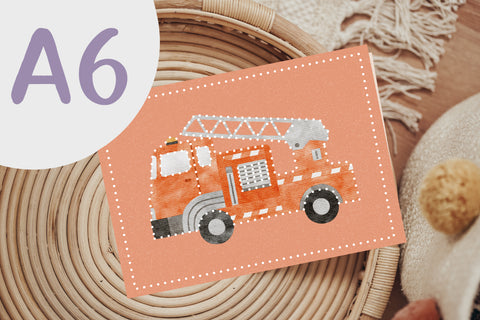 Prickel-Postkarte Feuerwehr