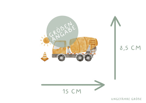 Bügelbild Betonmischer Baustelle