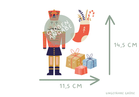 Bügelbild Nussknacker Geschenke Weihnachtssocke