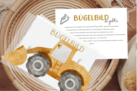 Bügelbild Schaufelbagger Baustelle