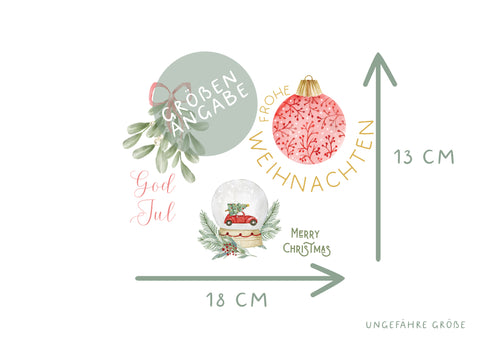 Bügelbild Ornamente Weihnachten Mistelzweig Schneekugel