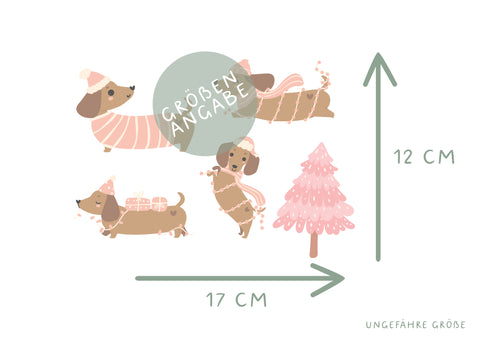 Bügelbild Dackel Hund Advent Weihnachten