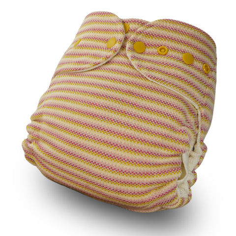Gelbrosa Ringel Wolling [dehnbar, Windeling, 100% Wolle]