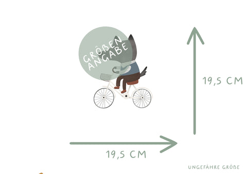 Bügelbild Wolf Fahrrad