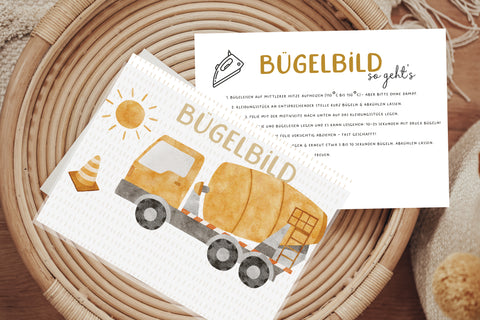 Bügelbild Betonmischer Baustelle