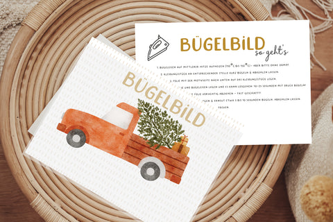 Bügelbild Auto Weihnachtsbaum