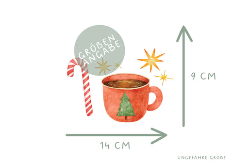 Bügelbild Kakao Weihnachten Zuckerstange Sterne