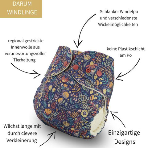 Stoffwindel wolliger Walelternling [dehnbar, Windeling, Wolle]